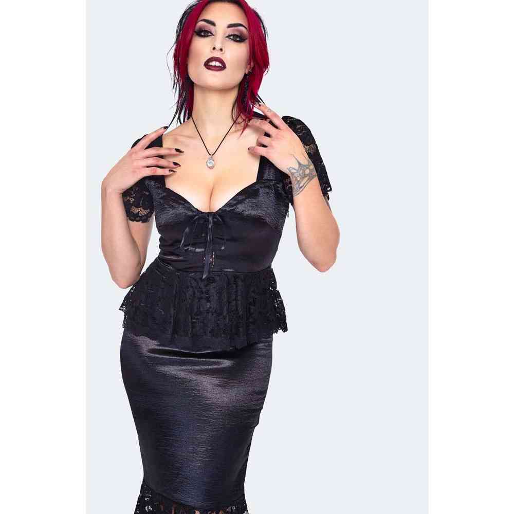 Jawbreaker - Lace Frill Fishtail Longue robe - Noir